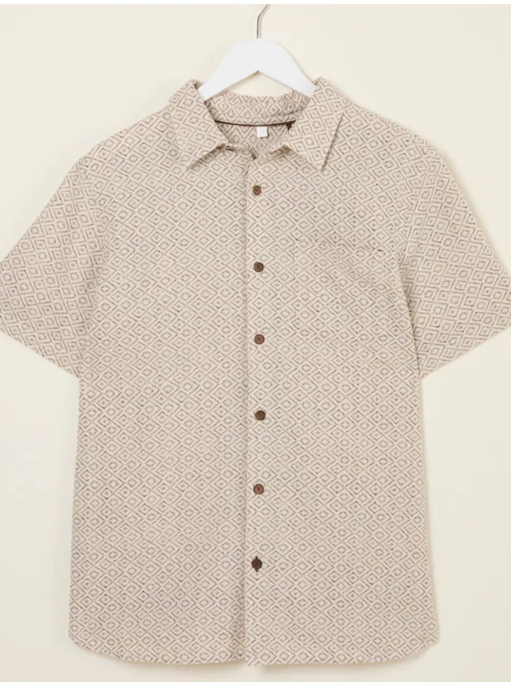 Common Projects Men's Cream Geometric Short-Sleeve Button-Down Shirt